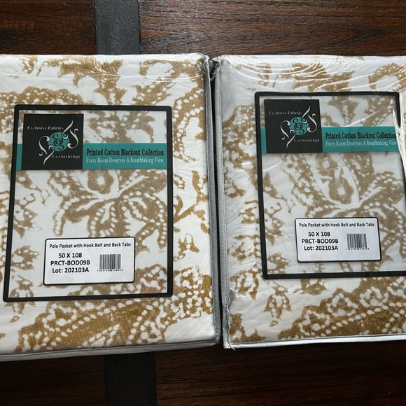 New in package! Half Priced Drapes Dark Mustard paisley print curtains 50x108 - Picture 2 of 5